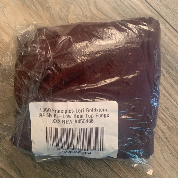 NWT LOGO PRINCIPLES BY LORI GOLDSTEIN 3/4 SLEEVE HI-LOW HEM TOP FUDGE XXS‎ - Picture 11 of 13